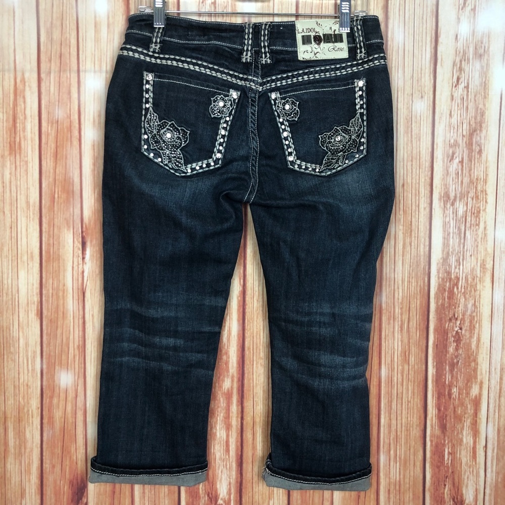 L.A. idol Bling Capri Distressed Denim Jeans (3)